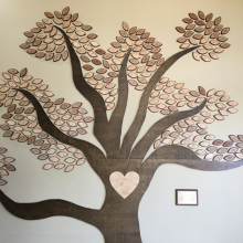 Wooden tree design on wall