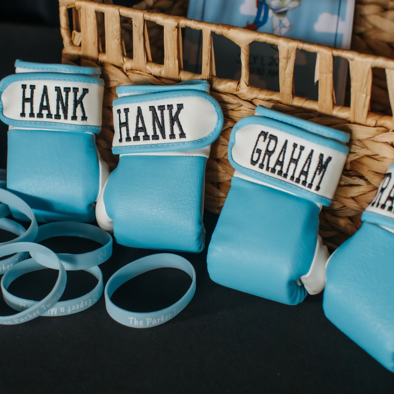 Hank and Graham fighting gloves.