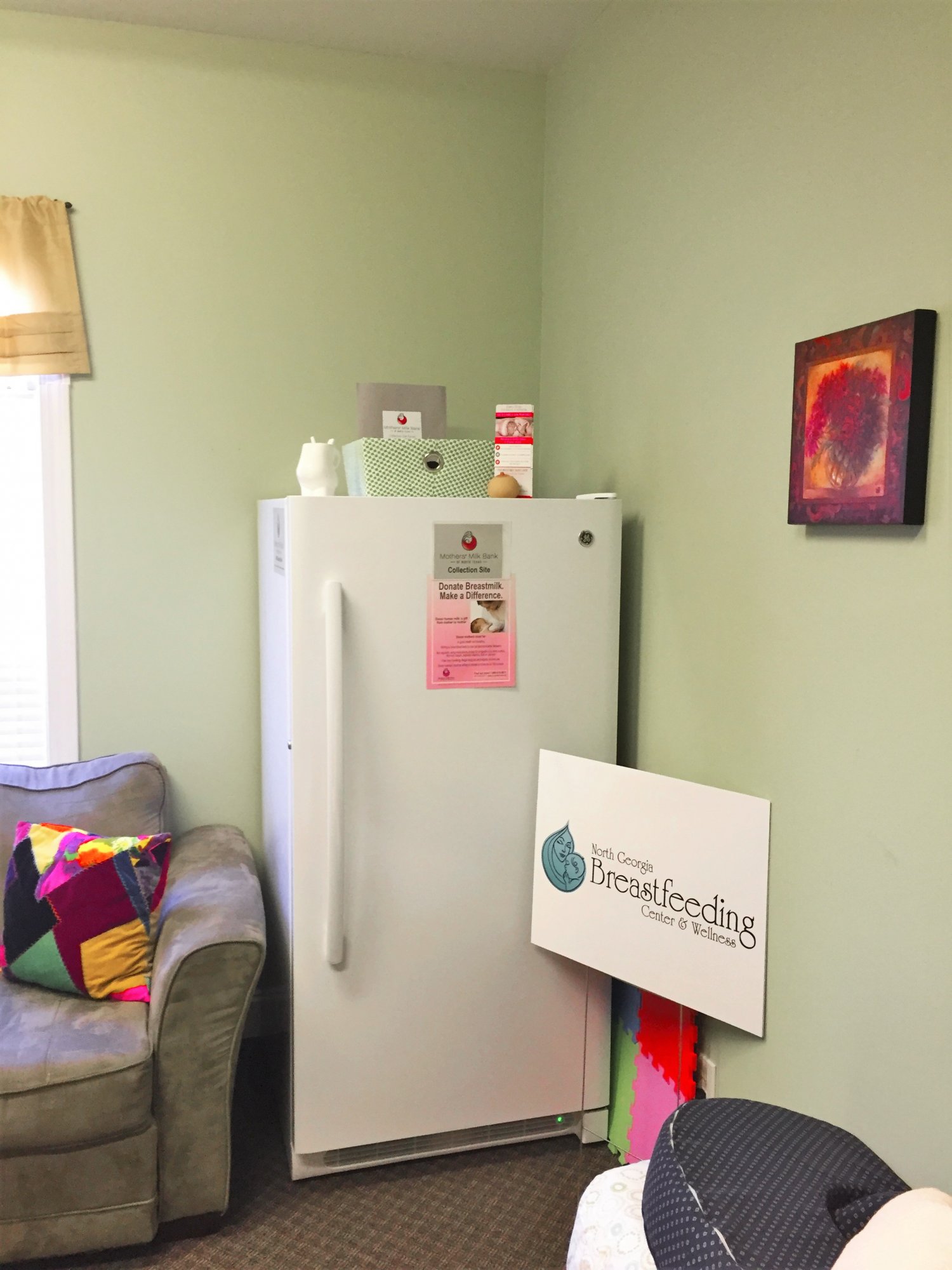 Freezer set up in corner of room